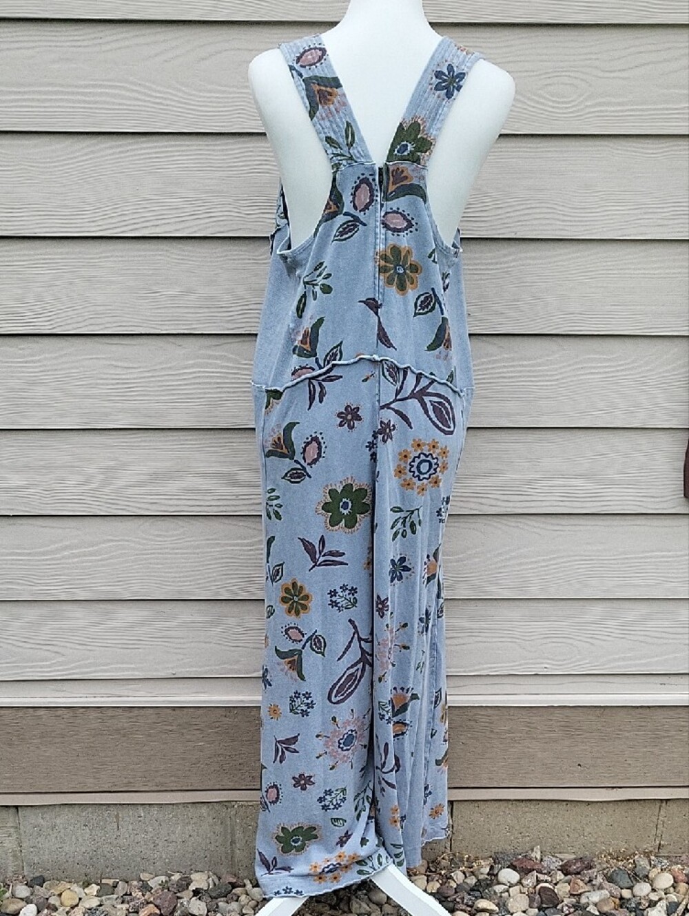 Easel Signature Printed Terry Wide Leg Jumpsuit Soft Washed Women's Small - Picture 3 of 9